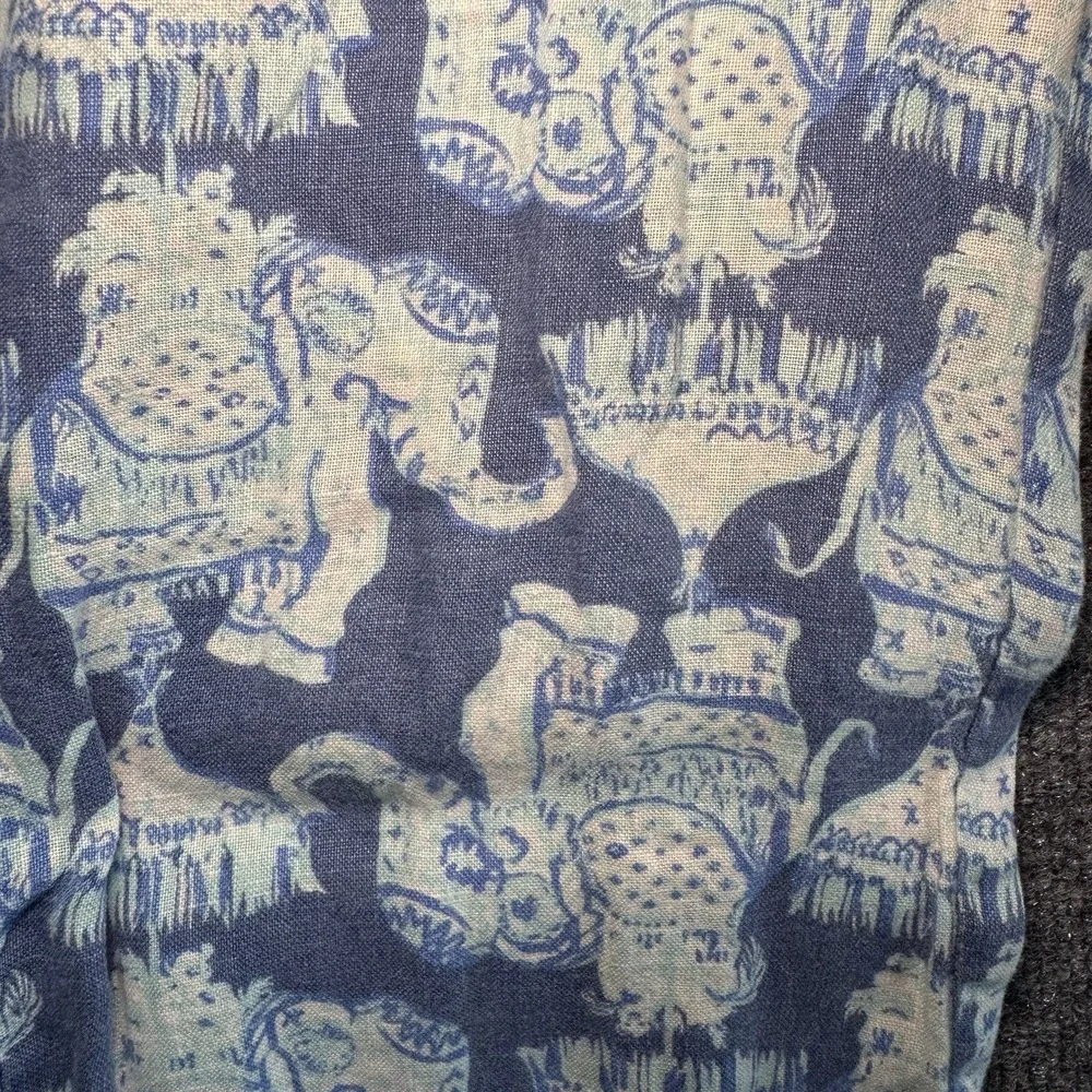 Lilly Pulitzer Linen Pants Womens Size XS Blue White Elephants 4-pocket Pull-On